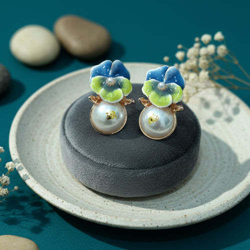 Blue and Yellow Petunia Earring