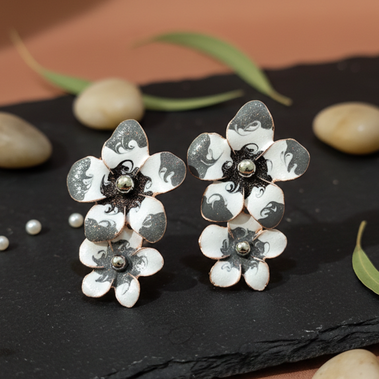 Dual Layer Floral Dangling Earring