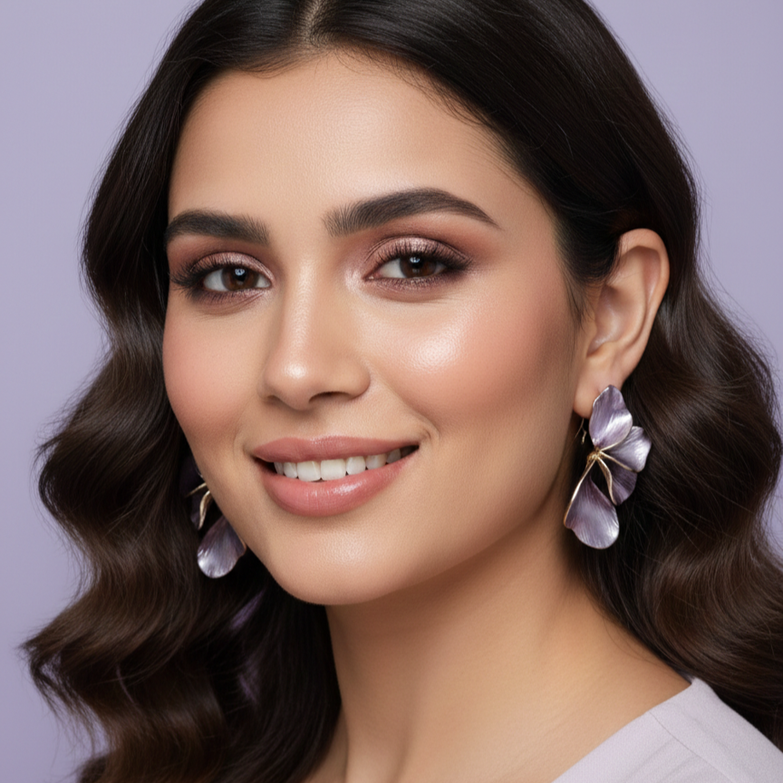 Elegant sculpted metal petal earrings
