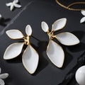 White Enamel half floral big stud